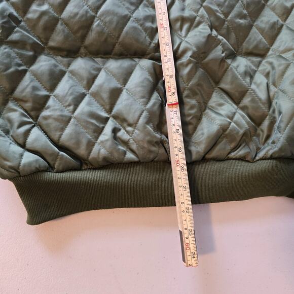 Eilly Bazar Quilted Bomber Jacket Women's L Green Zip Up NWOT - Picture 9 of 16